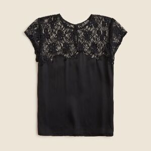 J. Crew Women’s Satin & Lace Top in Black Size Medium NWT #CF458